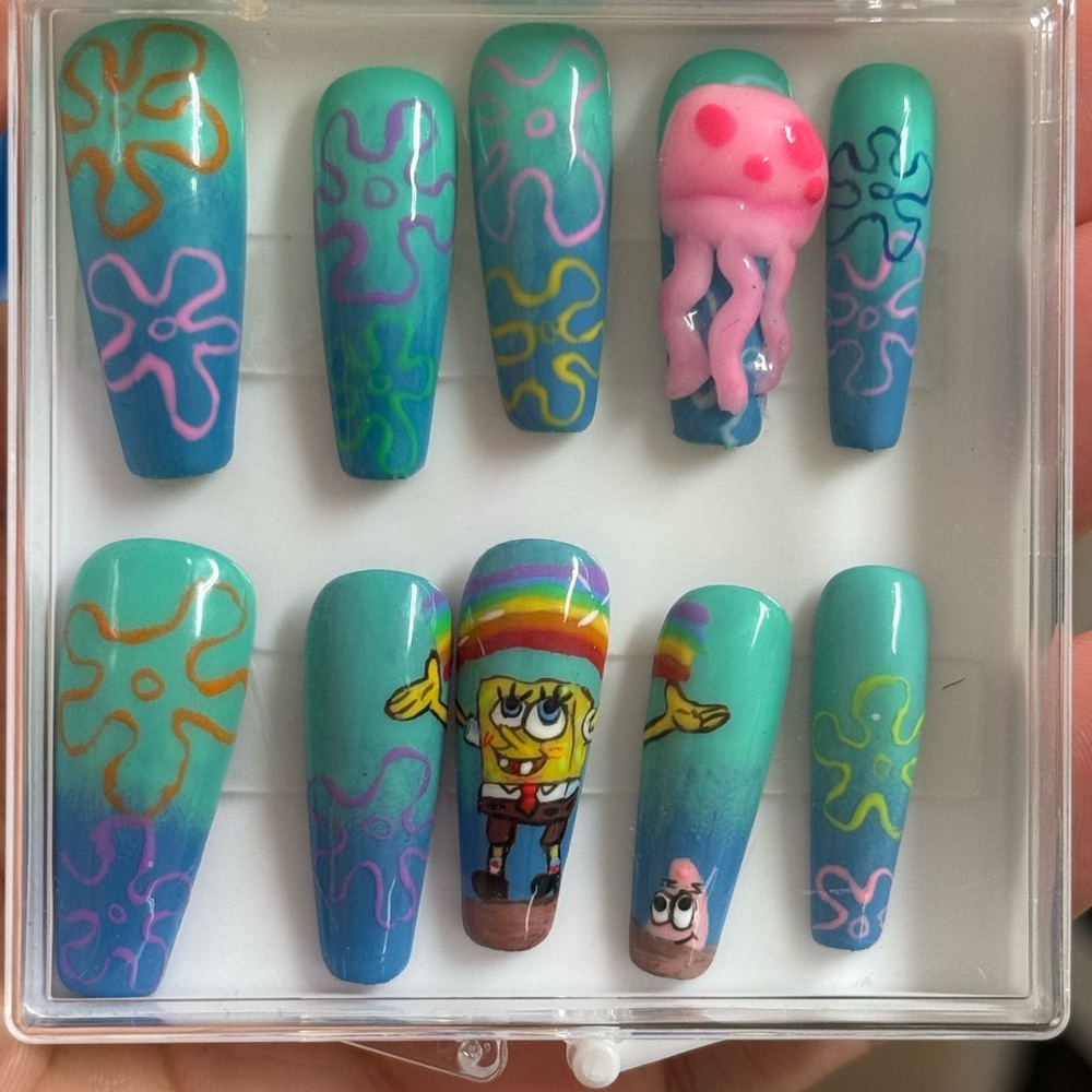 SpongeBob Themed Nail Set medium size